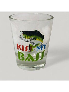 Kiss My Bass Shot Glass Fishing Barware Gifts Mens Novelty Party Colorful